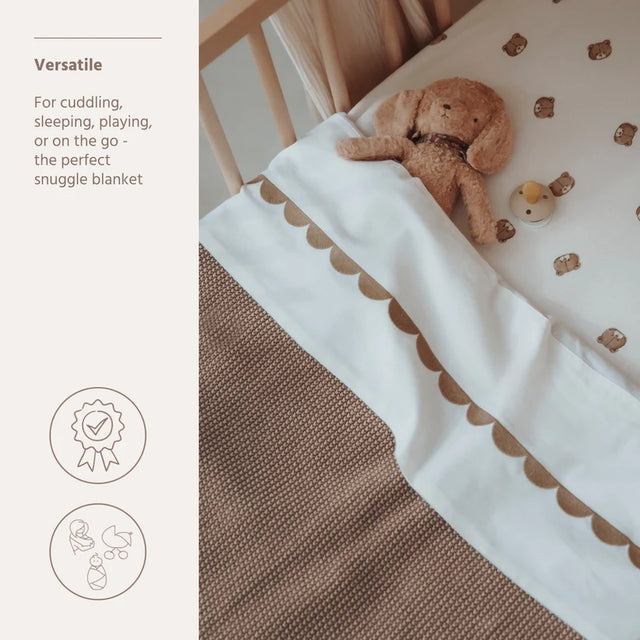 Meyco Baby megztas medvilninis pledas Mini Relief, 75 × 100 cm, 1.0 TOG, Dark Taupe