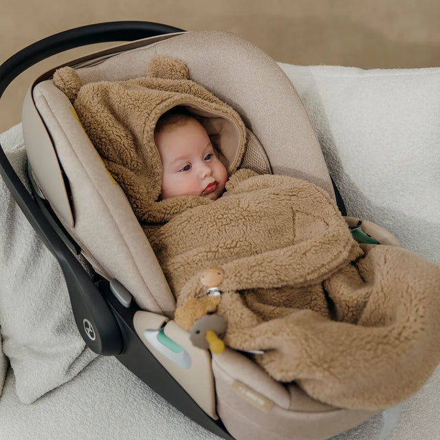 Meyco Baby Teddy automobilinės kėdutės vokelis kūdikiui Bear Warm Brown