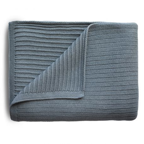 Mushie Knitted Plaid Ribbed Smoke
