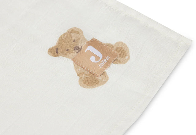 Jollein dideli muslino vystyklai-užklotukai Teddy Bear, 115×115 cm, 2 vnt.