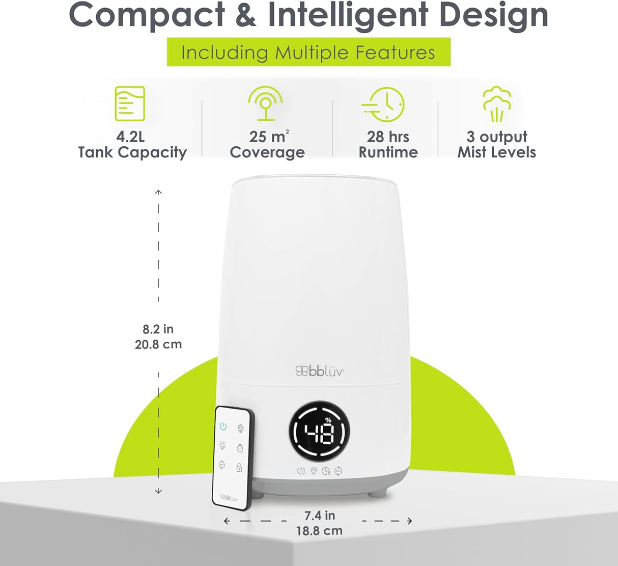 BBLUV Umid 4 vienā ultraskaņas gaisa mitrinātājs un gaisa attīrītājs