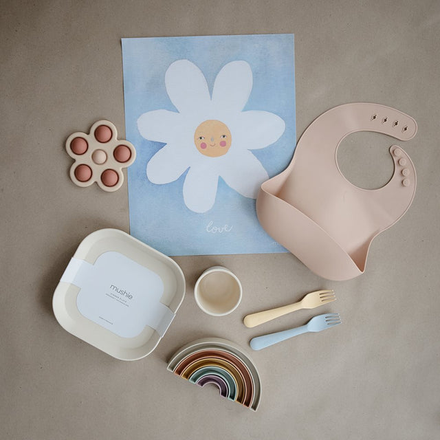 Mushie pop it rotaļlieta Flower Rose/ Blush/Shifting Sand