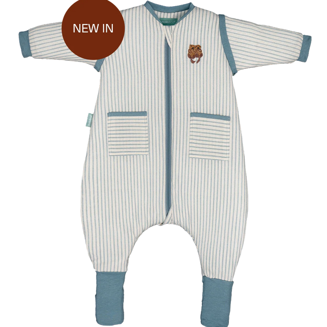 Molis&Co pižama - miegmaišis su rankovėmis, kojytėmis ir atverčiamomis kojinėmis TOG 2.5 Blue Stripes