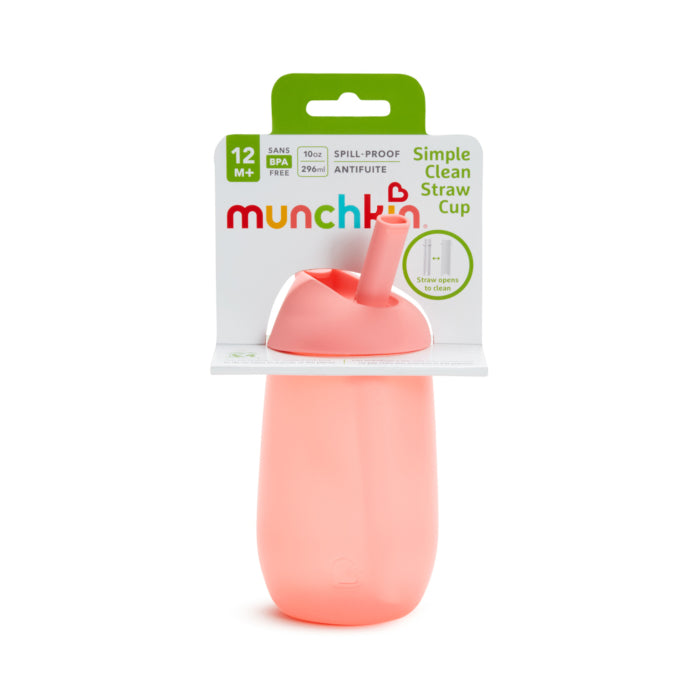 Munchkin Simple Clean dzeramais salmiņš ar salmiņu (rozā)