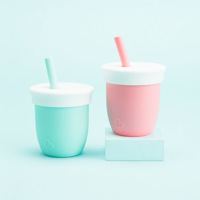 Munchkin silikona krūze ar salmiņu (piparmētra)