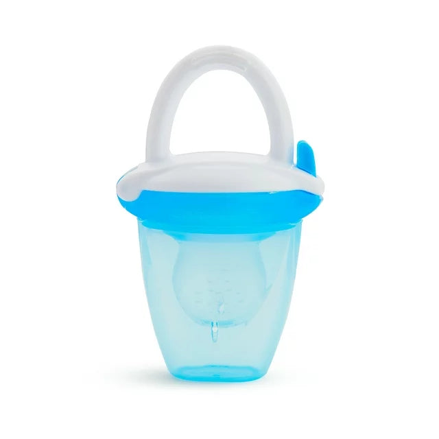 Munchkin silikona svaigās barības padevējs ar vāku zilā krāsā