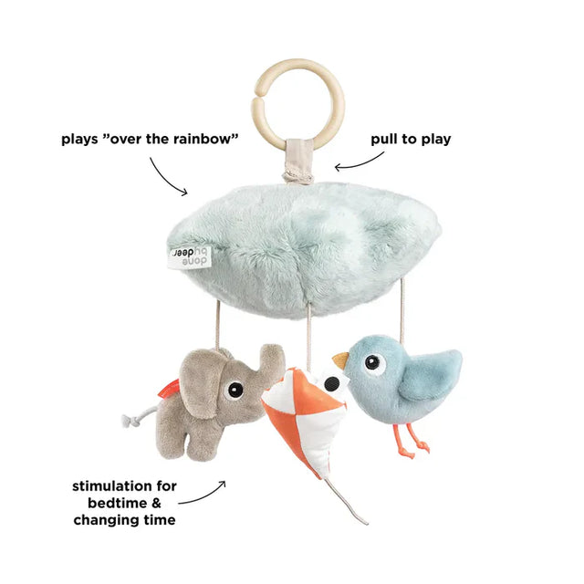 Deer muzikālais karuselis ar spoguli "Sleepy" (zils)