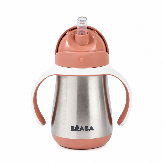 BEABA metalinė gertuvė su šiaudeliu, 250 ml, Terracota