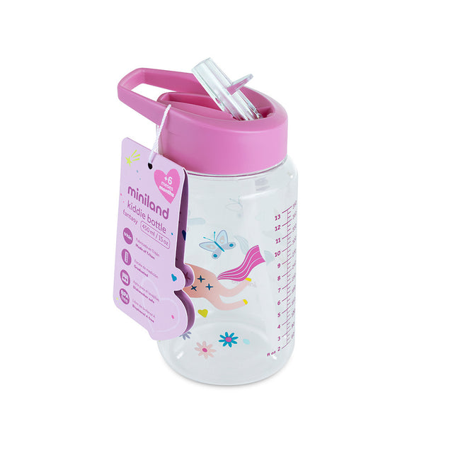 Miniland vaikiška gertuvė su šiaudeliu Kiddie Bottle Fantasy, 450 ml