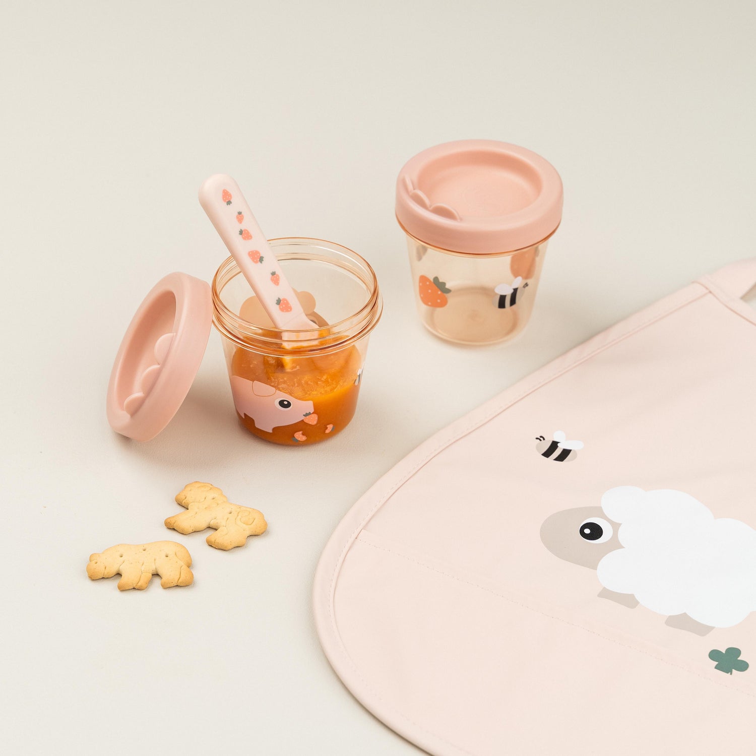 Izgatavoja Deer pārtikas uzglabāšanas konteineri, Croco Green (3 gab.)