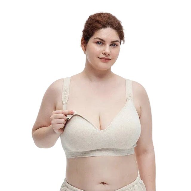 Momcozy medvilninė maitinimo liemenėlė didesnei krūtinei Busty, Oatmeal