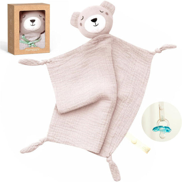 Momcozy rožinis medvilninis meškiukas-migdukas, čiulptuko laikiklis kūdikiui, Pink