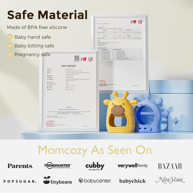 Momcozy silikoninis kramtukas kūdikiams, mėlynas
