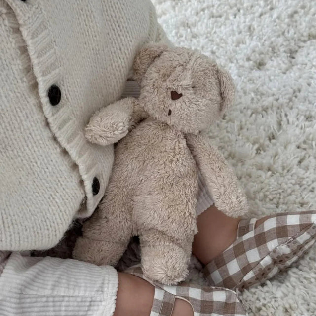 New Moonie 2.0 organiskais kolibri lācītis - kapučīno miega spilvens ar skaņas ierakstīšanas funkciju