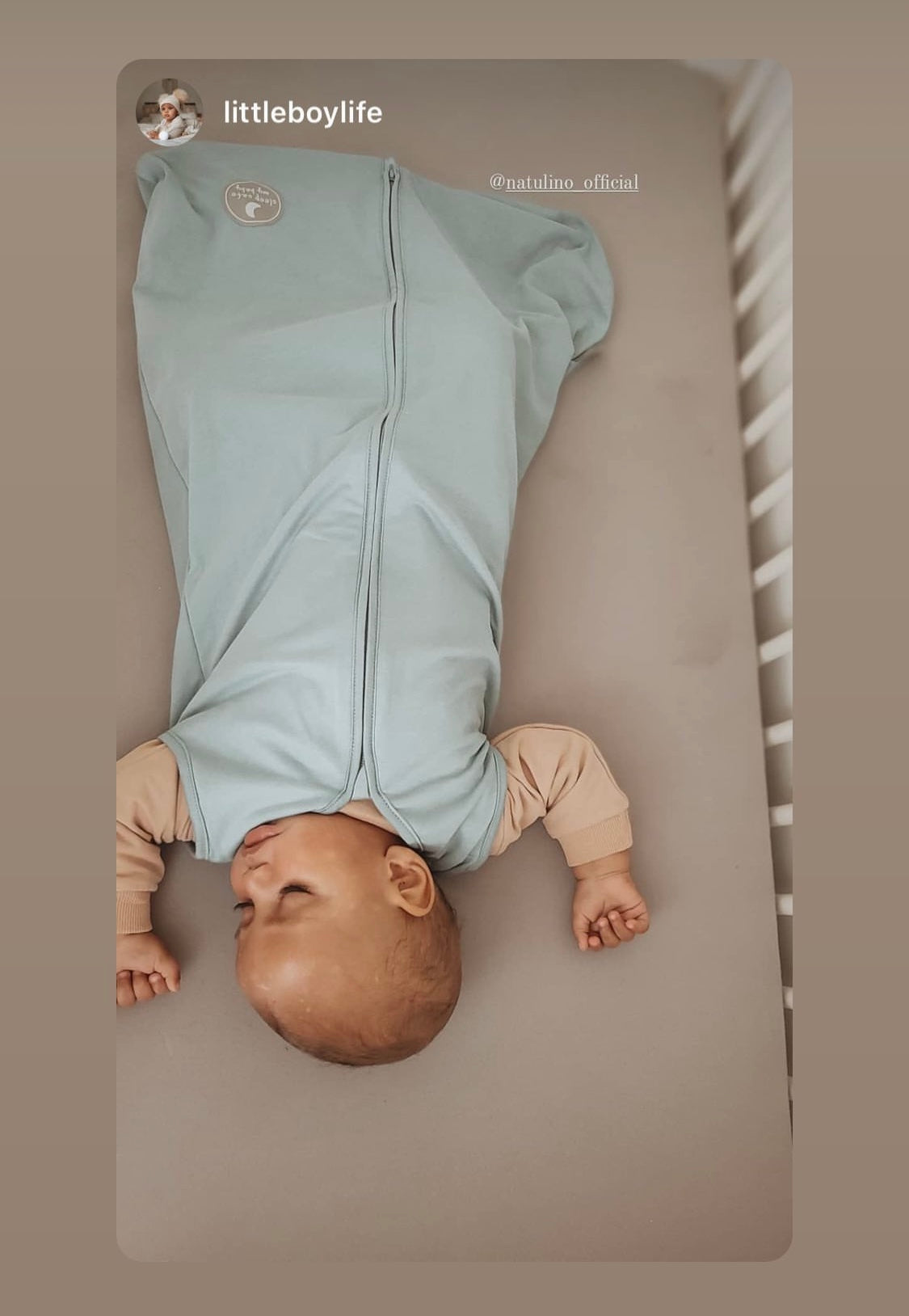 Natulino NATURALS divslāņu guļammaiss mazuļiem GOTS celadon (piparmētru krāsā)