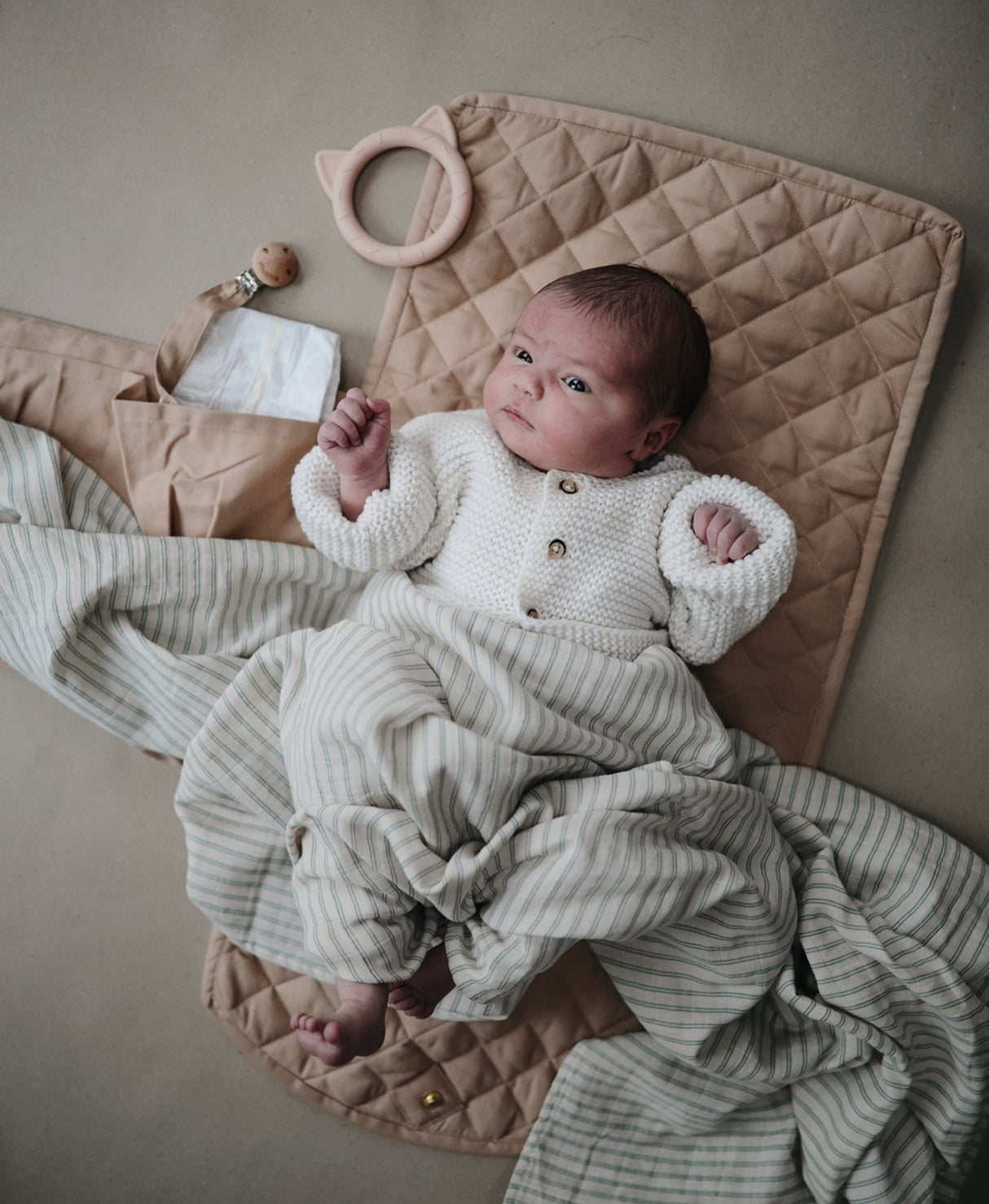 Mushie muslīna autiņš no organiskās kokvilnas Blue Stripe