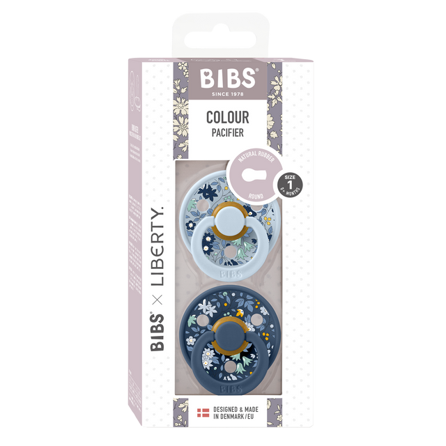 BIBS knupīša komplekts 1. izmērs (0 - 6 mēneši) Liberty Chamomile Lawn Baby Blue Mix