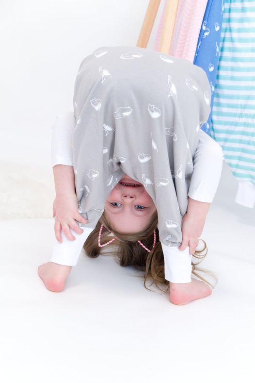 Natulino LITTLE WALKERS trīsslāņu bērnu guļammaiss White Grey Waves & Mint