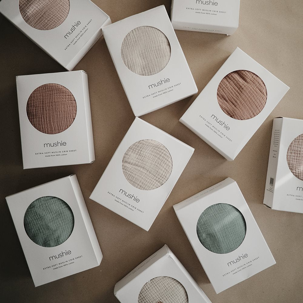 Mushie organiskās kokvilnas muslīna palaga retro svītras