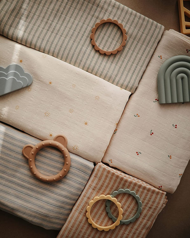 Mushie muslīna autiņš no organiskās kokvilnas Blue Stripe