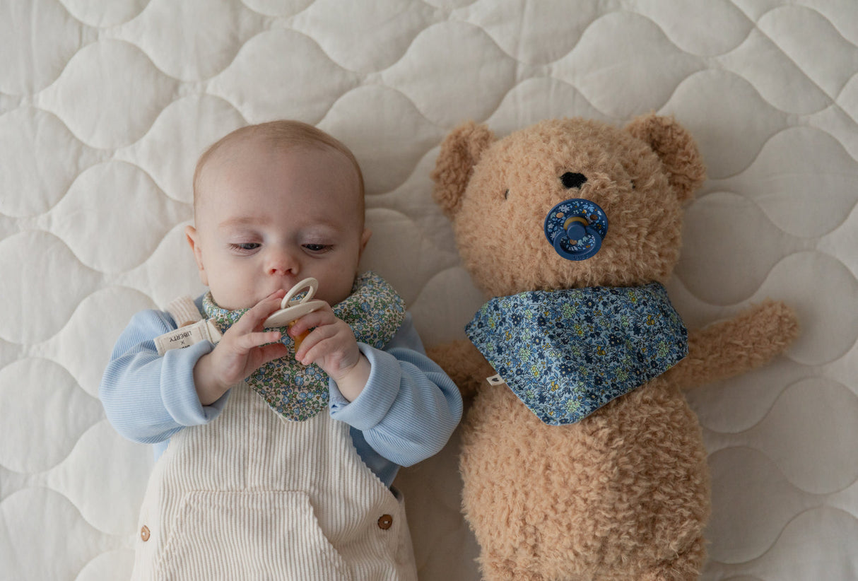 BIBS knupīša komplekts 1. izmērs (0 - 6 mēneši) Liberty Chamomile Lawn Baby Blue Mix