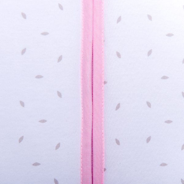 Natulino BabyComfort dvisluoksnis kūdikių miegmaišis (natural white little grey leaves / pink spalva) (1859460563017)