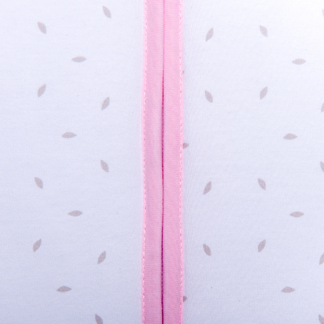 Natulino BabyComfort dvisluoksnis kūdikių miegmaišis (natural white little grey leaves / pink spalva) (1859460563017)