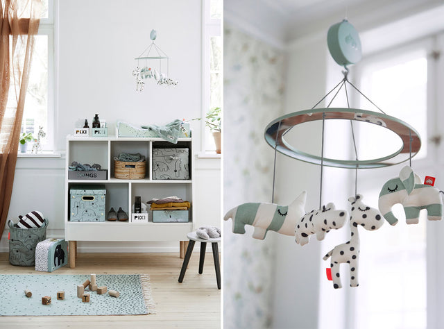 Deer muzikālais karuselis ar spoguli "Sleepy" (zils)