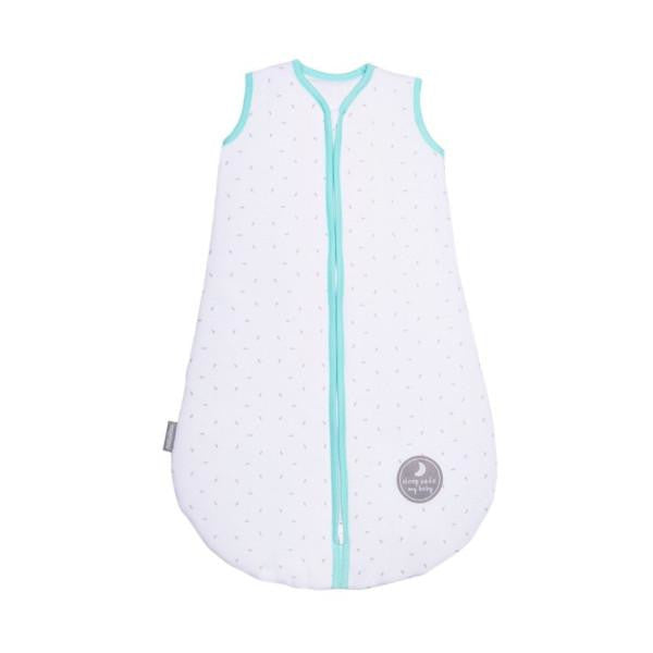 Natulino CosyNites trīsslāņu guļammaiss mazuļiem (dabiski baltas mazas pelēkas lapas / piparmētru krāsa)