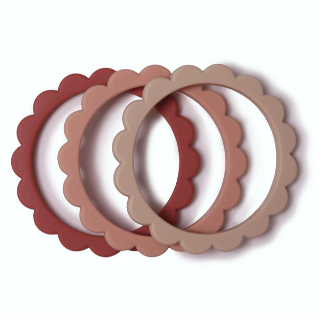 Mushie Chew rokassprādzes komplekts (roze/sārtums/shifting smiltis)