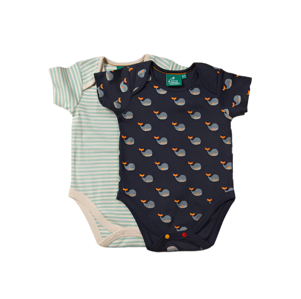 Little Green Radicals Whale Song organiskā kokvilna 2 gab. smilšu maisi (3-6 mēneši)