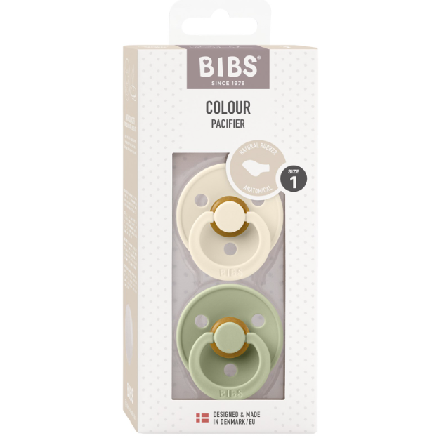 BIBS knupīša komplekts 1. izmērs (0 - 6 mēneši) Anatomical Ivory / Sage