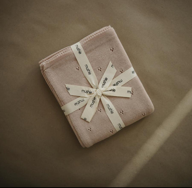 Mushie Knitted Plaid Pointelle - vaigu sārtums