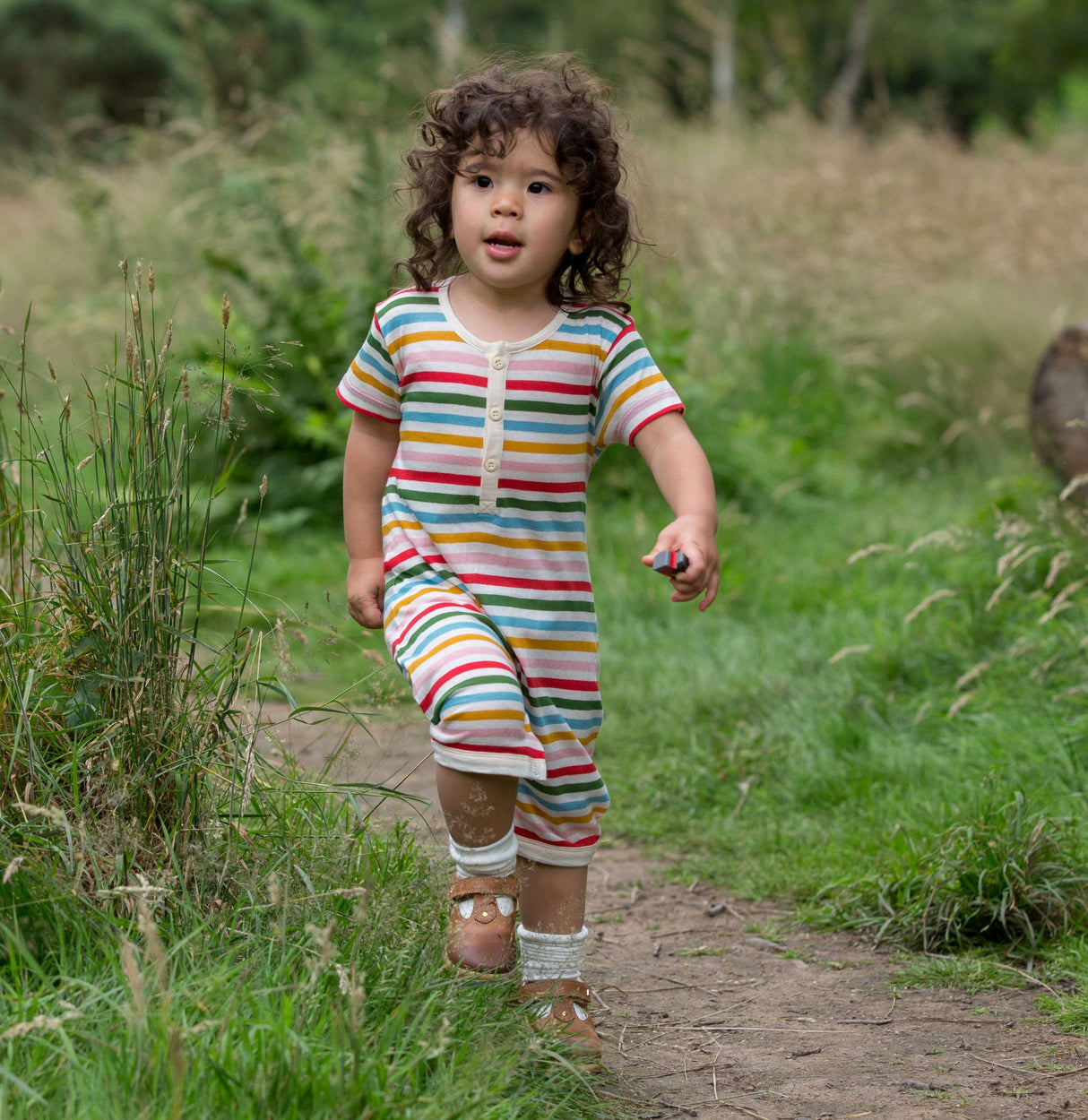 Little Green Radicals varavīksnes svītrainais kombinezons - rompers