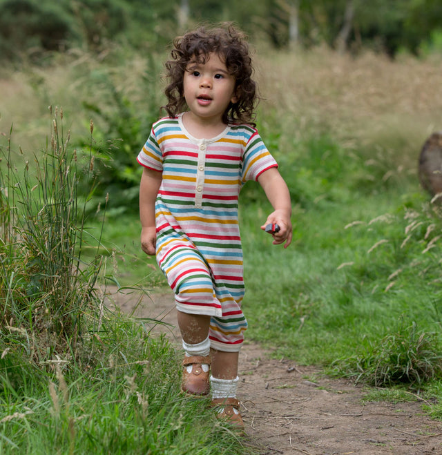 Little Green Radicals varavīksnes svītrainais kombinezons - rompers