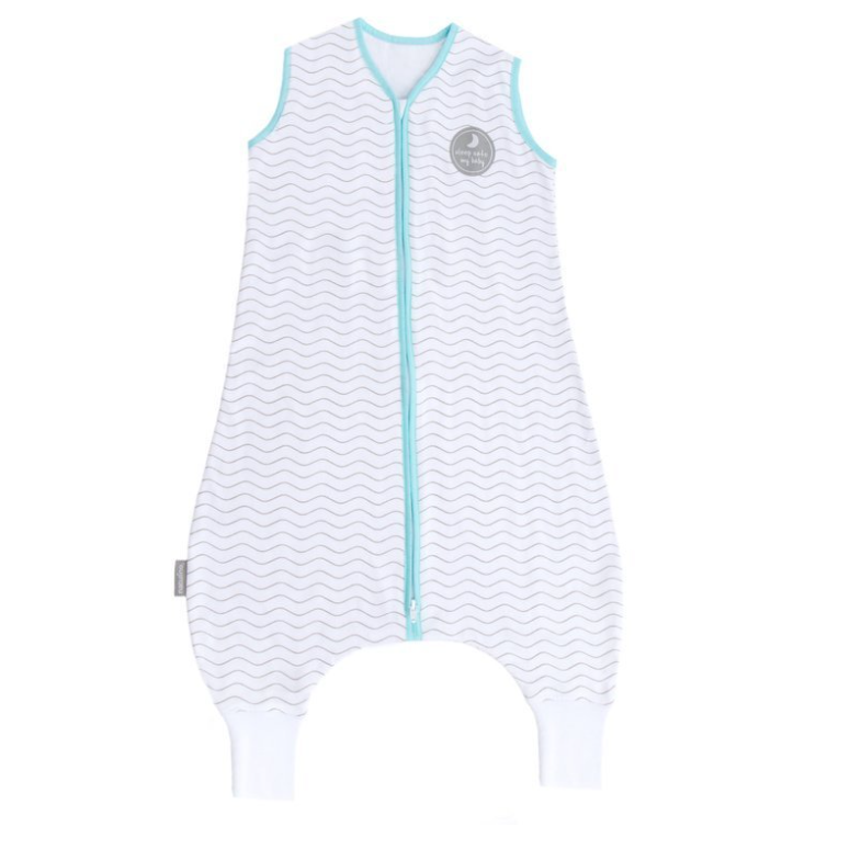 Natulino LITTLE WALKERS trīsslāņu bērnu guļammaiss White Grey Waves & Mint