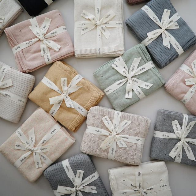 Mushie Knitted Plaid Pointelle - vaigu sārtums