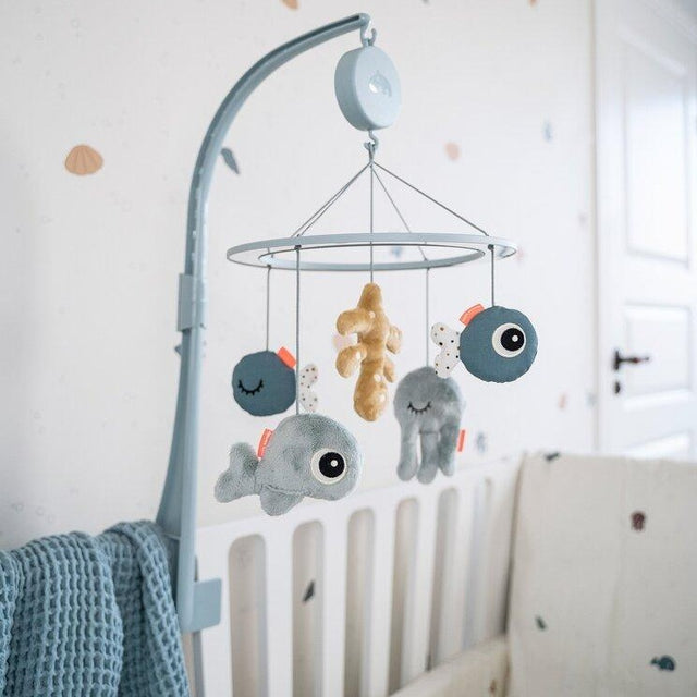 Deer mūzikas karuselis ar spoguli "Jūras draugi" (zils)