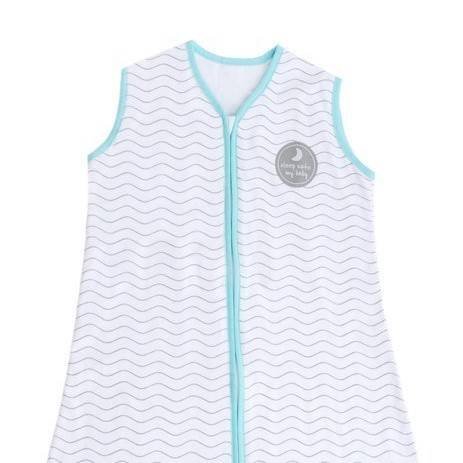 Natulino LITTLE WALKERS trīsslāņu bērnu guļammaiss White Grey Waves & Mint