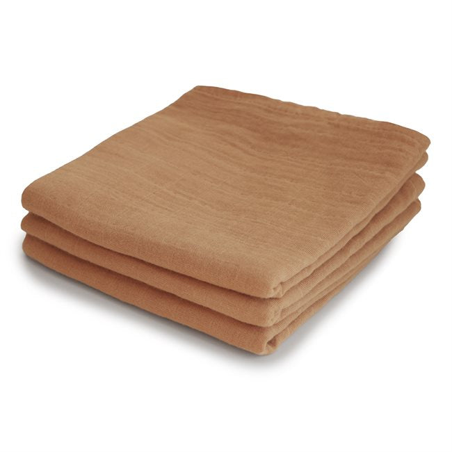 Mushie organiskās kokvilnas muslīna autiņi rudens dzeltenā krāsā (3 gab.)