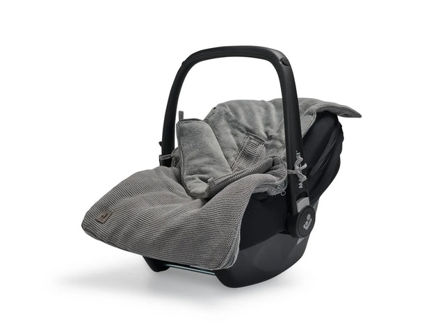 Jollein šiltas vokelis autokėdutei 0+ ir vežimėliui Basic Knit Stone Grey