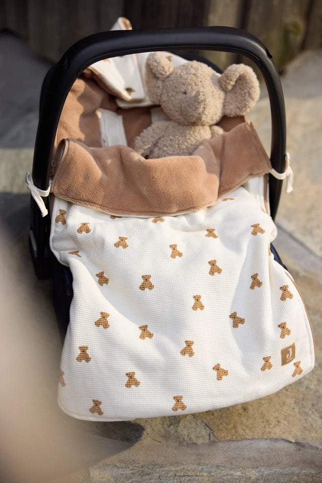 Jollein šiltas vokelis autokėdutei 0+ ir vežimėliui Mini Teddy Bear, 82 × 42 cm