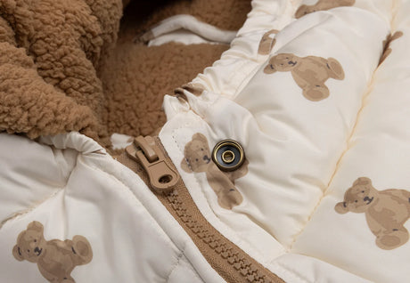 Jollein šiltas pūstas vokelis autokėdutei 0+ ir vežimėliui Puffed Mini Teddy Bear, 73 × 43 cm