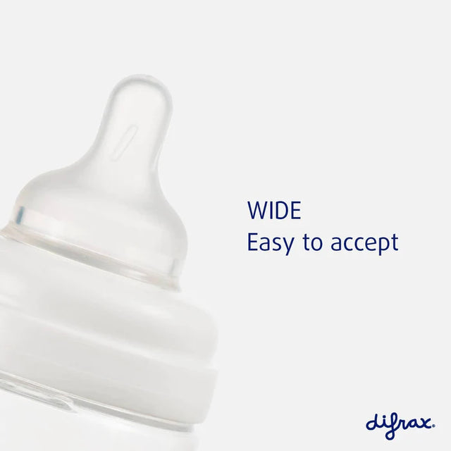 Difrax S-bottle Wide antikolikinis buteliukas su silikoniniu žinduku, 310 ml