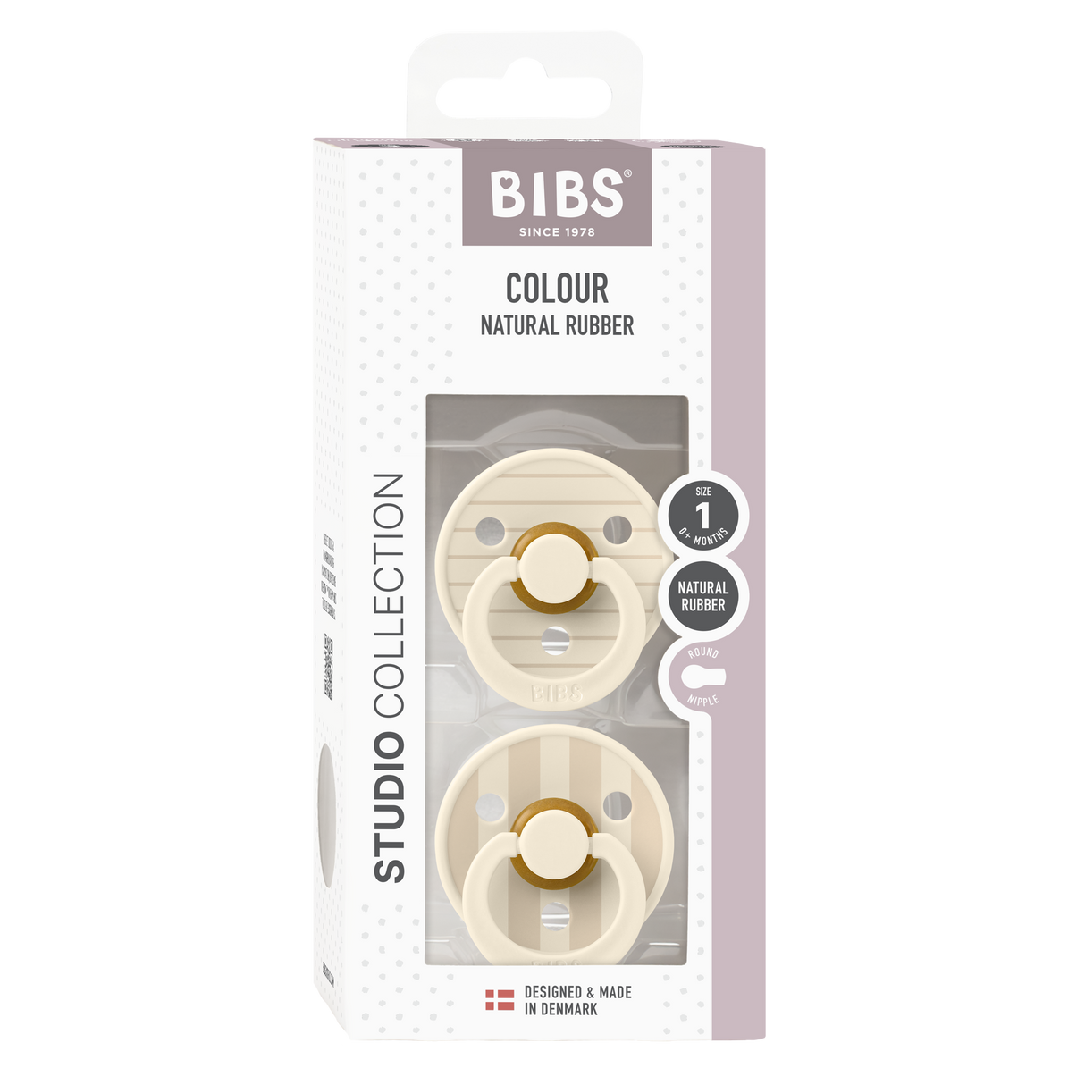 BIBS Studio Collection knupīša komplekts 1. izmērs (0 - 6 mēneši) Pin Ivory Vanilla Mix 