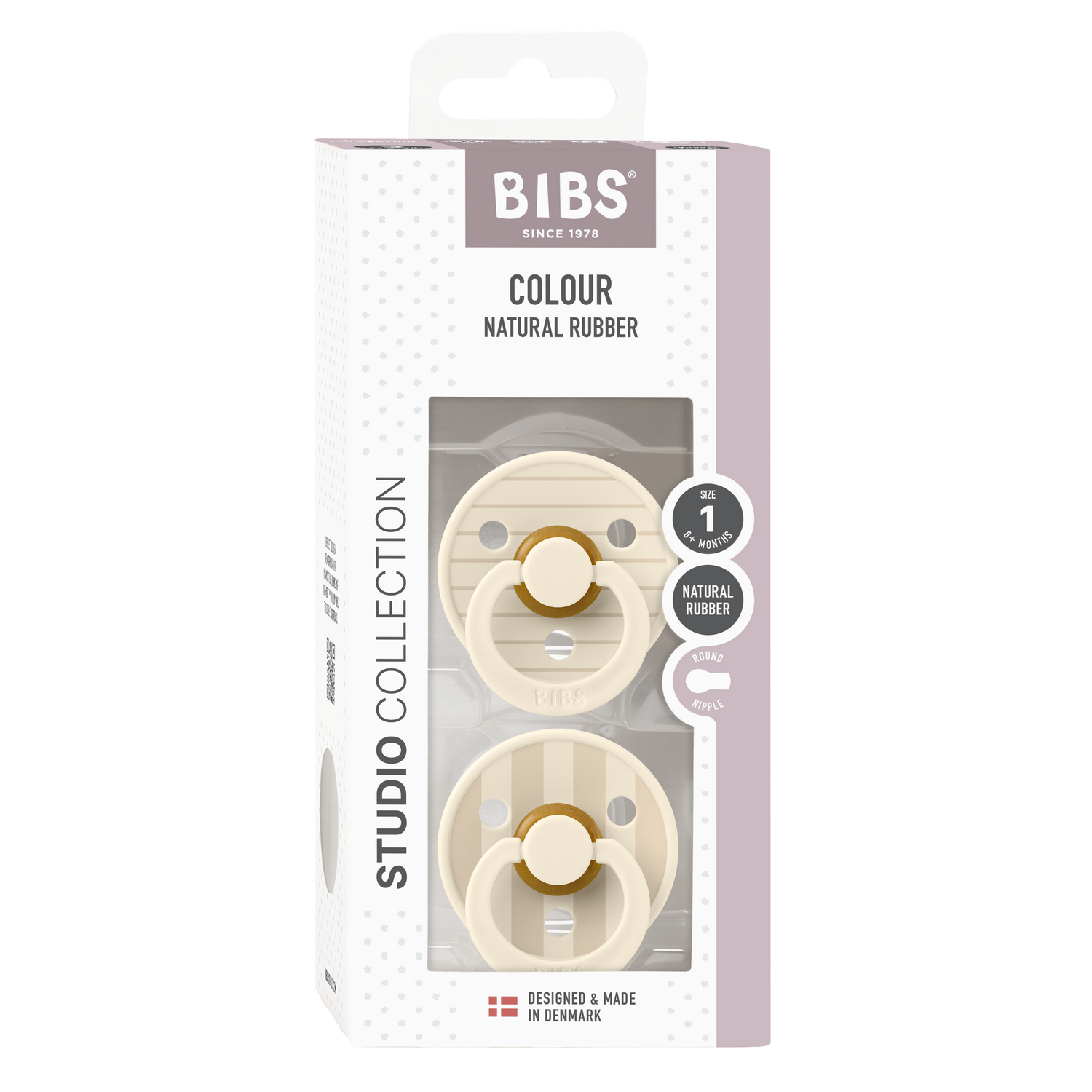 BIBS Studio Collection knupīša komplekts 1. izmērs (0 - 6 mēneši) Pin Ivory Vanilla Mix 