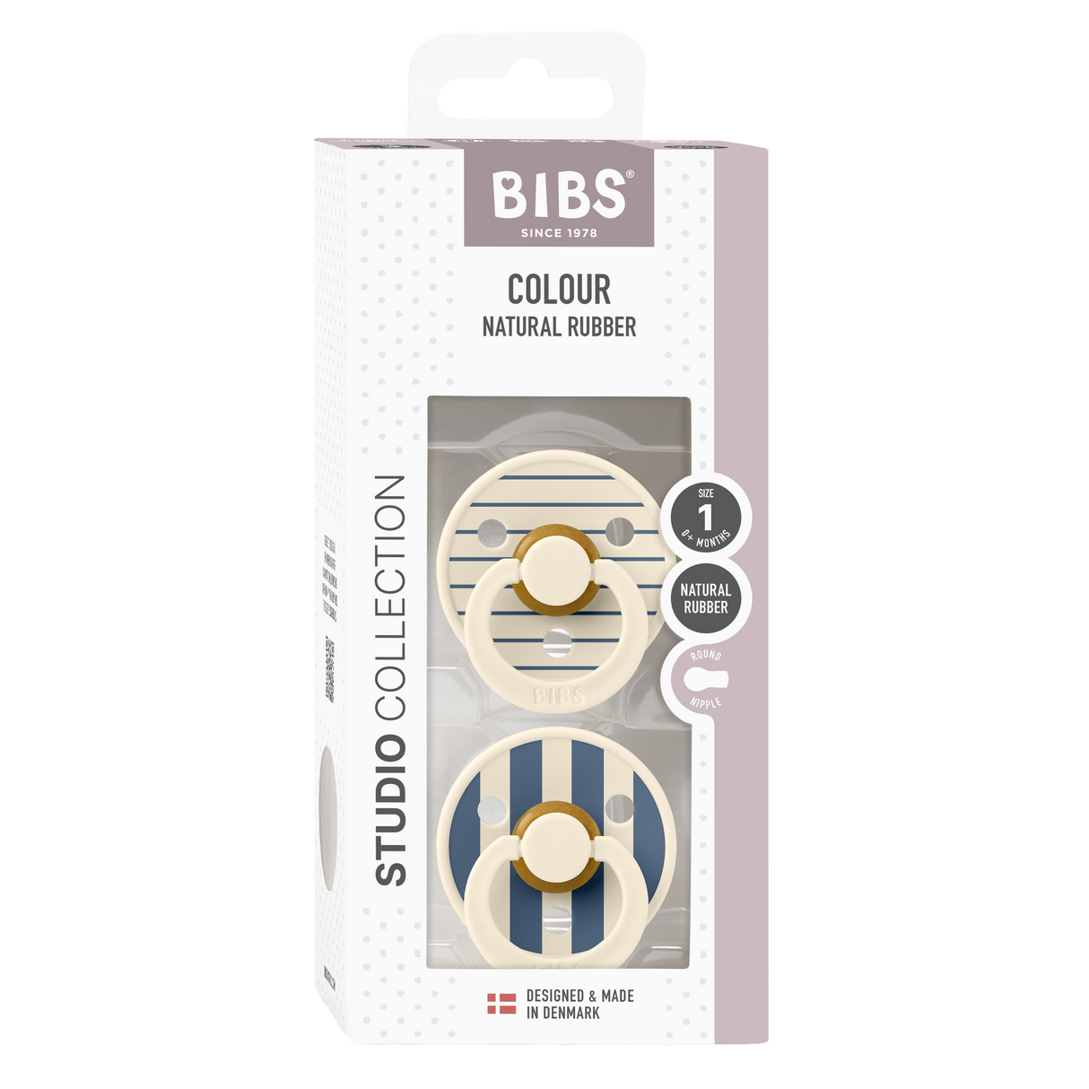 BIBS Studio Collection knupīša komplekts 1. izmērs (0 - 6 mēneši) Pin Steel Blue Mix 