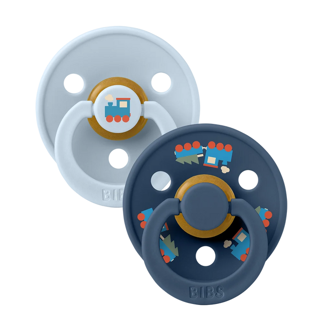 BIBS čiulptukų rinkinys 1 dydis (0 - 6 mėn.) Holiday Train steel Blue / Baby blue