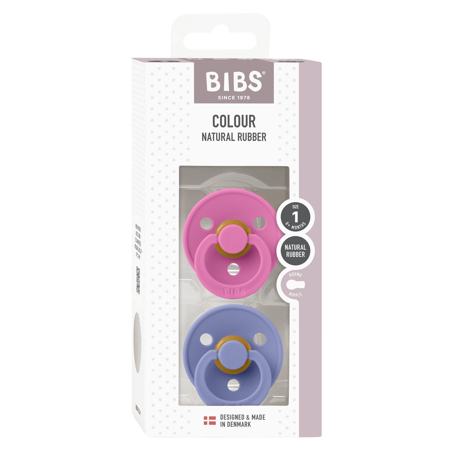 BIBS knupīša komplekts 1.izm (0 - 6 mēn) Bubblegum / Peri 