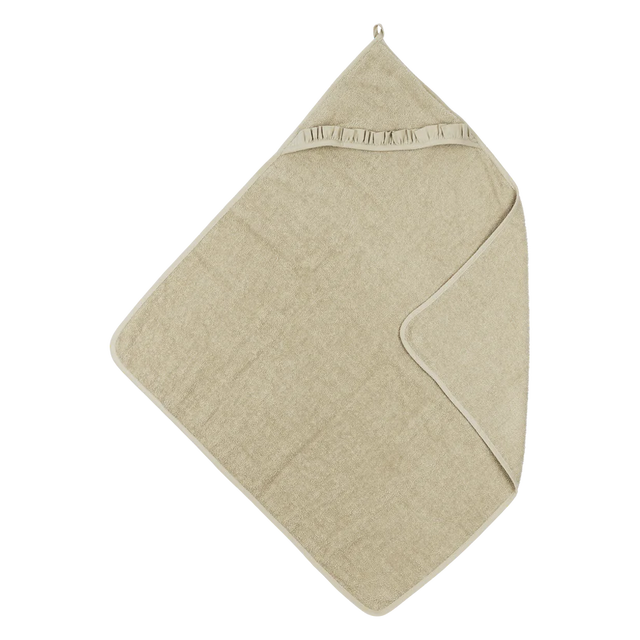 Meyco Baby medvilninis vonios rankšluostis su gobtuvu 80 × 80 cm, Sand – Terry Ruffle